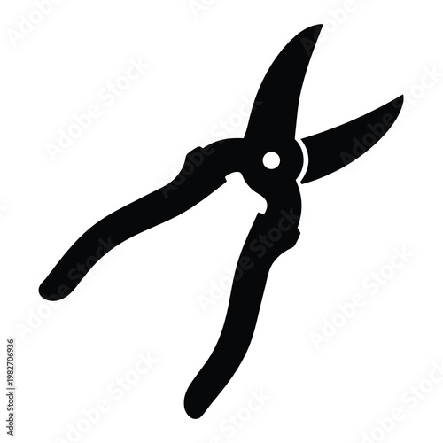 Black Silhouette of Pruning Shears or Secateurs for Gardening Tasks