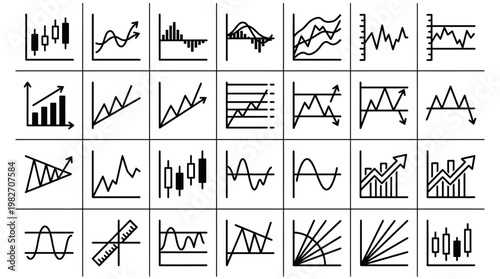 Vector Illustration of Stock Market Charts and Financial Graphs in Modern Style
