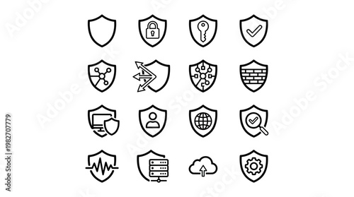 Set of Security Shields Icon Collection for Data Protection and Cyber Safety