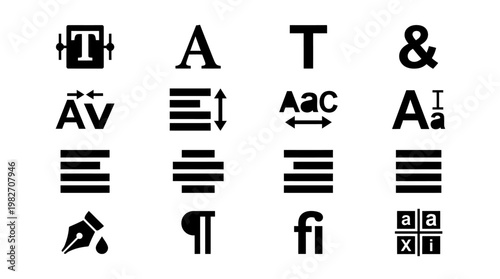 Vector Icon Set of Abstract Text Formatting Symbols for Digital Content Design