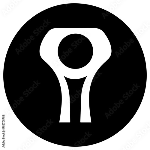 Stylized white cartilage joint cushion icon representing skeletal health joint protection and medical wellness concepts set against a stark black circular background for clear