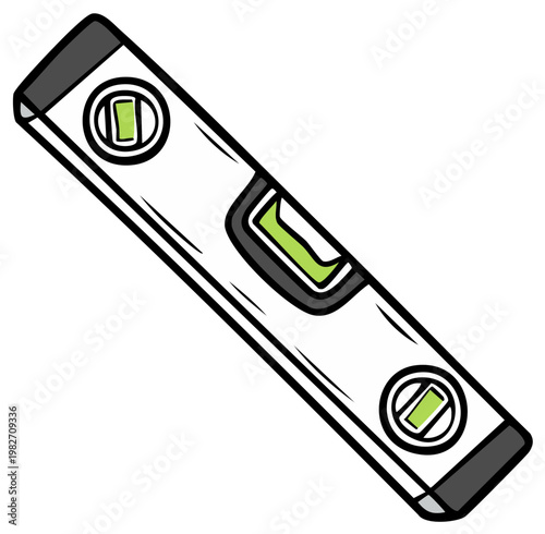 Level tool with green bubble indicator for measurement accuracy in construction work and home improvement projects