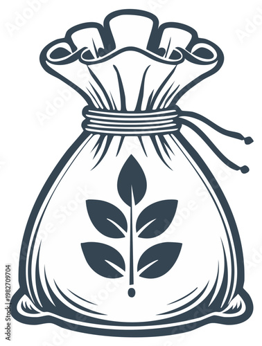 Vector illustration of a tied sack filled with grain, symbolizing harvest and abundance
