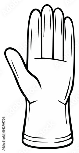 Hand in protective rubber glove reaching out with open palm