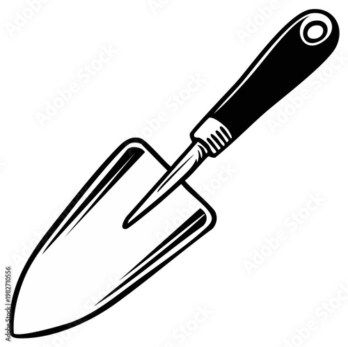 Illustration of a Gardening Trowel for Planting in Black and White