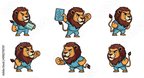 Cartoon brain characters expressing various emotions and actions