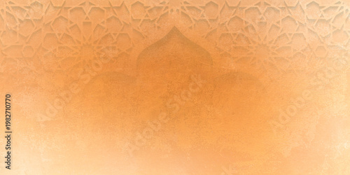 Warm orange Islamic geometric pattern background, elegant Ramadan and Eid Islamic design, glowing traditional ornaments, festive spiritual atmosphere, luxury Islamic decoration, perfect for Ramadan 