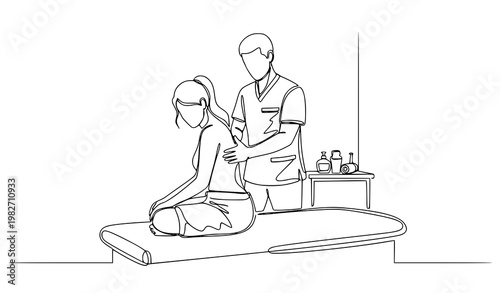 A physiotherapist treating a patient on a massage table in a clinic