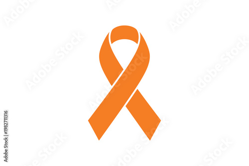An orange awareness ribbon on a white background symbolizing support and solidarity
