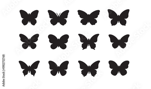 Minimalist clothing icons set, black garment silhouettes and fashion apparel symbols, 35 vector elements for retail and e-commerce web design