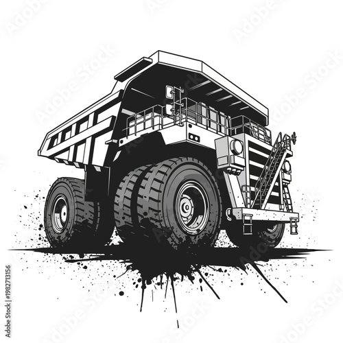 Giant Mining Dump Truck Illustration - Heavy Duty Construction Vehicle