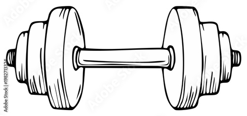 Classic dumbbell drawing exercise equipment strength training equipment artistic representation fitness object