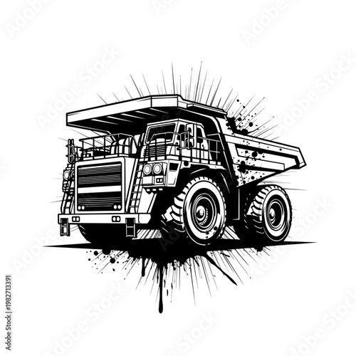 Heavy Duty Mining Dump Truck Illustration - Industrial Vehicle Art