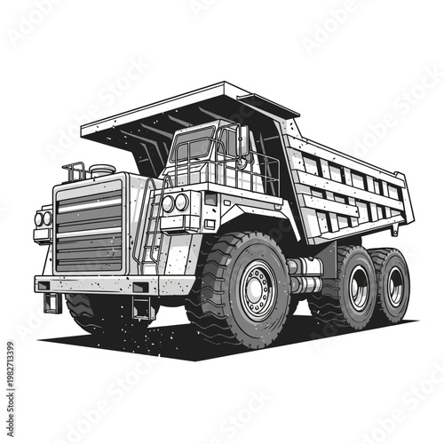 Heavy Duty Mining Dump Truck Illustration - Industrial Vehicle