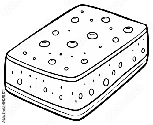 Outlined illustration of a sponge with holes and dots, clean concept for cleaning