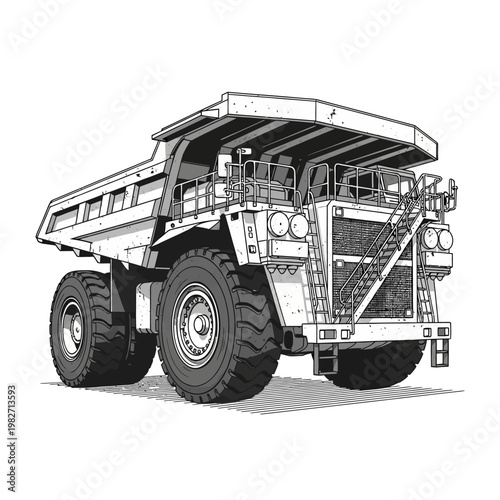 Massive Mining Dump Truck, Heavy Duty Vehicle, Industrial Equipment, Construction Machinery