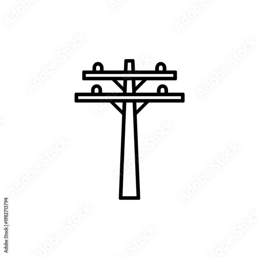 Minimalist power pole electric line vector icon