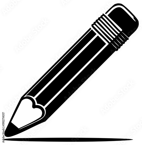 Black and white illustration of a pencil and its drawn line for concept.