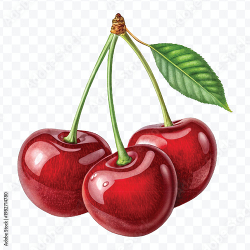 red canberry fruits in different style isolated on transparent background