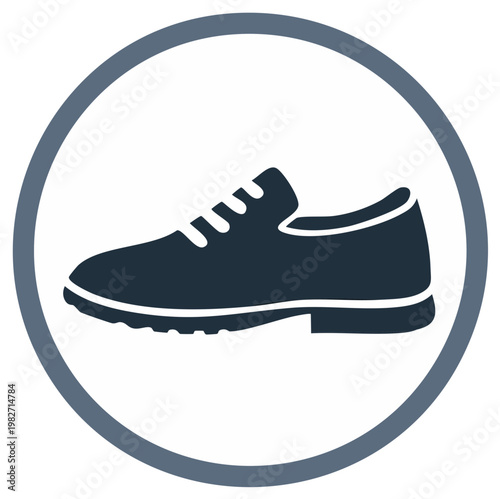 Classic dark blue oxford shoe icon symbolizing formal footwear and men's fashion