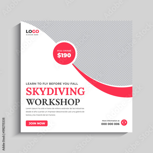 Skydiving Training Social Media Instagram Post Banner Template