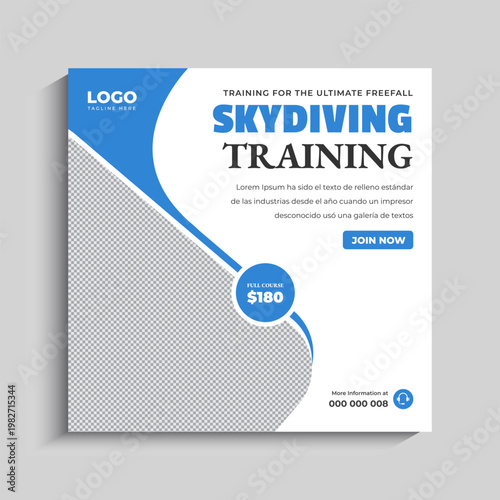 Skydiving Training Social Media Instagram Post Banner Template