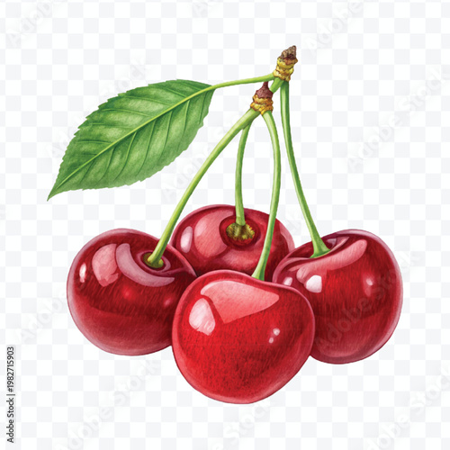 red canberry fruits in different style isolated on transparent background
