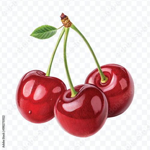 red canberry fruits in different style isolated on transparent background