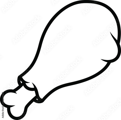 A simple line drawing of a chicken leg with a bone