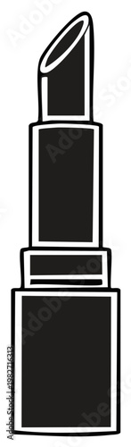 Black lipstick with bold graphic outline isolated on white