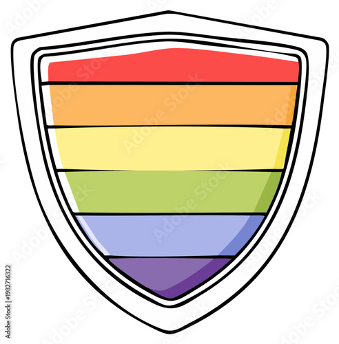 Rainbow colored shield protecting LGBTQ pride symbol of equality and diversity