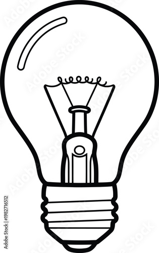 A simple line drawing of a standard light bulb with a screw base