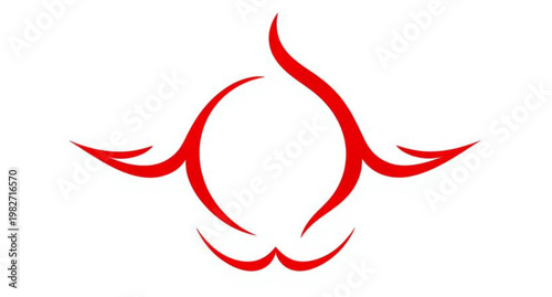 Red devil and angel silhouette vector illustration featuring wings and a fire flame heart symbol for a tattoo logo design