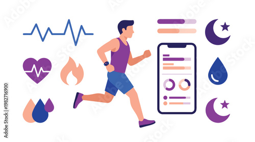 Runner using fitness tracking app on smartphone.