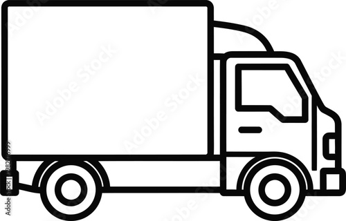 A simple line drawing of a delivery truck with a large box body