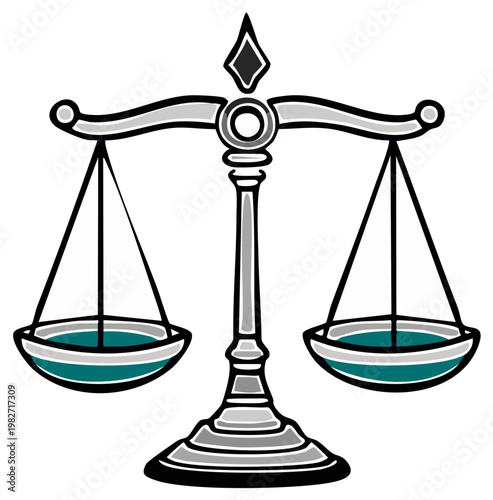 Vintage justice scales symbol for balance and legal decisions