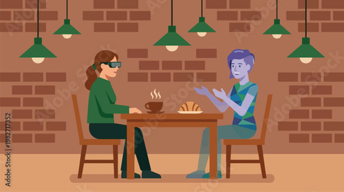 Two People Playing Chess At A Table.