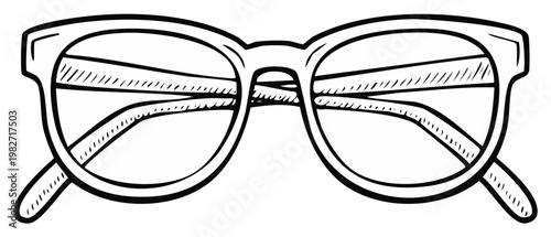 Eyeglasses illustration detailed doodle sketch style black and white drawing