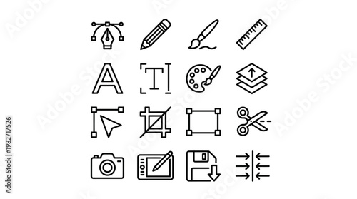 Vector Illustration of Art Supplies and Creative Tools for Design Projects