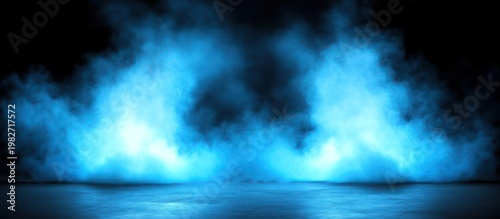 An illuminated stage with scenic lights and smoke creates a mesmerizing performance atmosphere.