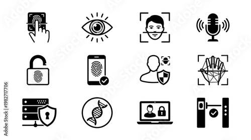 Security And Privacy Technology Icons Set For Digital Identity Management And Data Protection