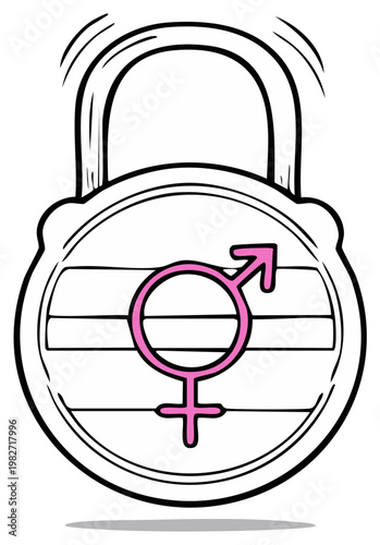 Transgender Symbol on Padlock Illustrating Equality and Protection for Trans People