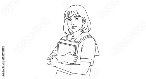 Young student girl holding books with a confident expression.