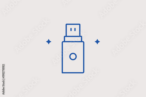  USB flash drive icon highlights portable data storage and file transfer solutions. Simple Vector Illustration is perfect for hardware accessories and backup service icons.