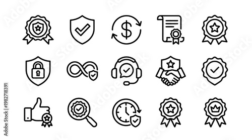 Vector Illustration of Security and Trust Icons for Digital Authentication and Data Protection