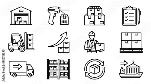 Warehouse Management and Logistics Illustration for Supply Chain Operations