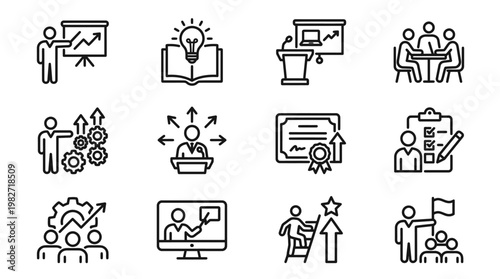 Set of Business and Office Icon Vectors for Digital and Corporate Projects