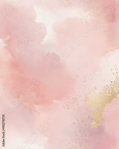 Pink watercolor gradient soft gold speckle delicate abstract texture evoking gentle hope and calm peaceful mood and subtle elegance