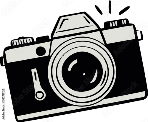 Photography equipment set with tripod flash and camera