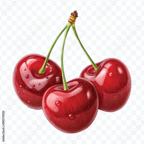 red canberry fruits in different style isolated on transparent background